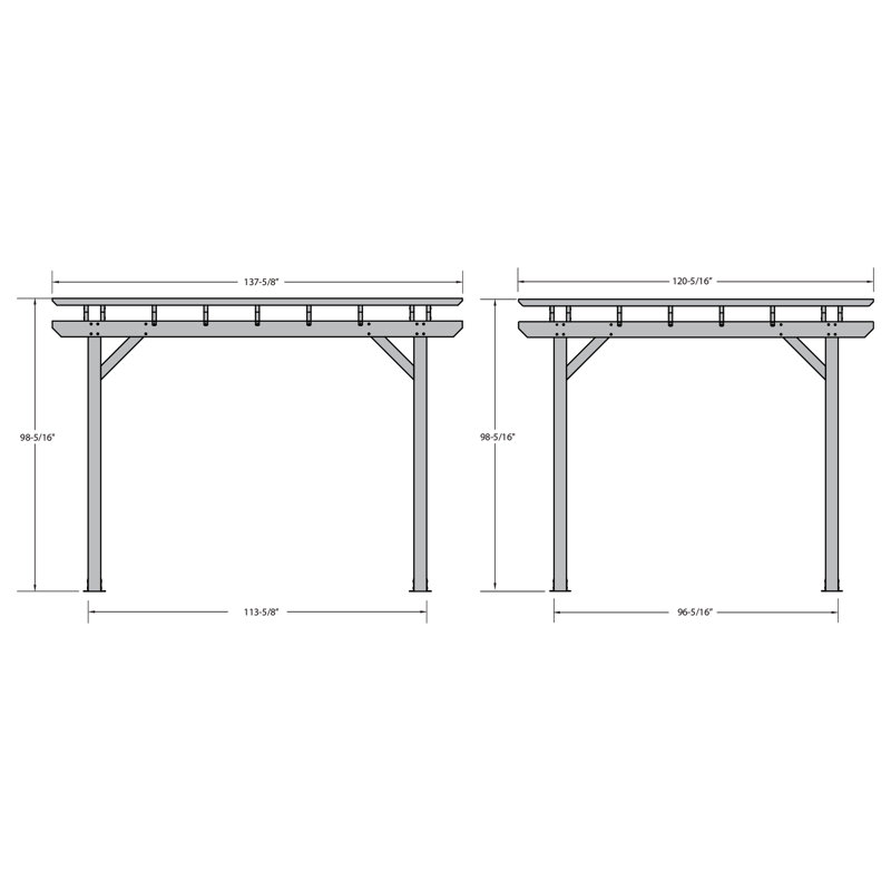 Bodhi Plastic Pergola, Weathered Acorn, 10 ft. W x 12 ft. D