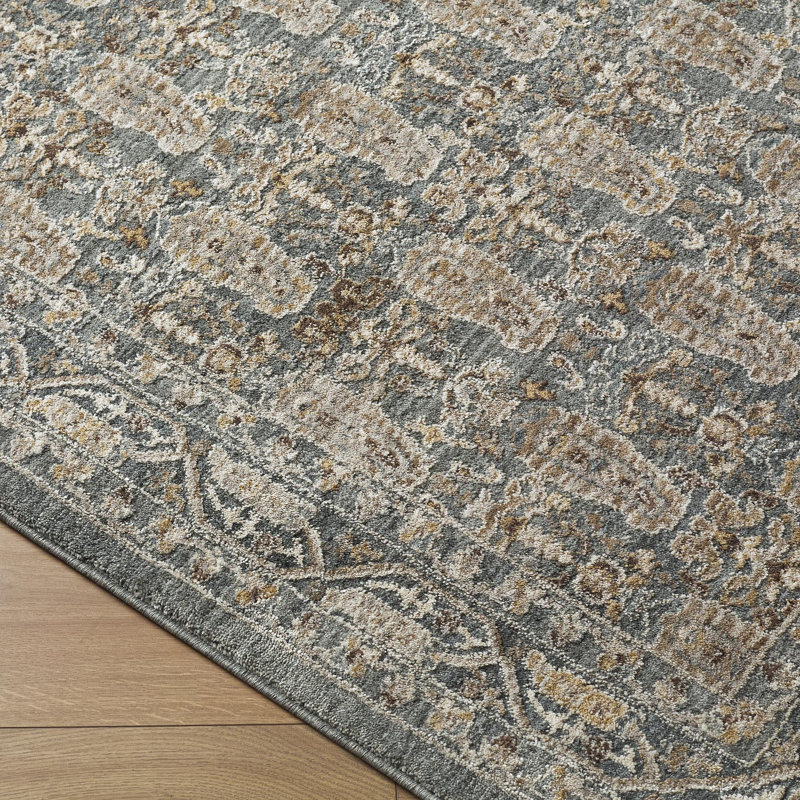 Farshad Machine Woven Area Rug, Dark Green/Gray/Taupe, Runner 2'7" x 10'