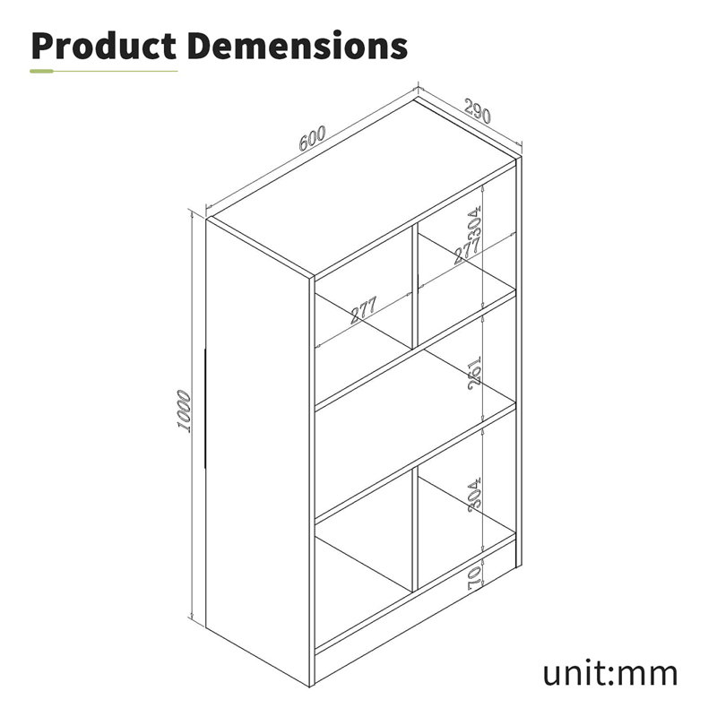 100cm H x 60cm W Cube Bookcase, Black