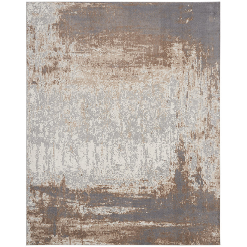 Tapis moderne gris éclectique, Rectangle 7 pi 10 po x 9 pi 10 po