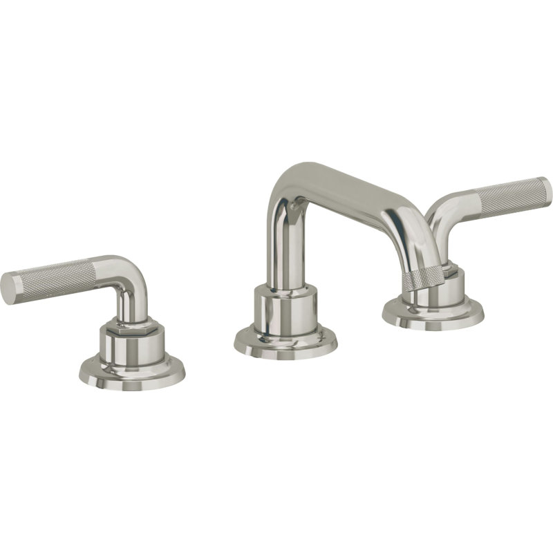 Descanso 8" Widespread Lavatory Faucet with Knurled Handle and ZeroDrain, Polished Nickel