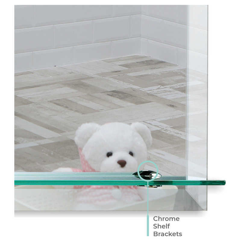 Selph Flat Wall Mirror with Shelves, 60cm x 45cm