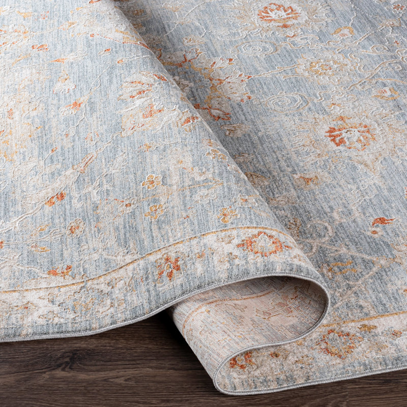 Tapis oriental beige clair / rouge brique / gris clair Finnlagh, Rond 7 pi