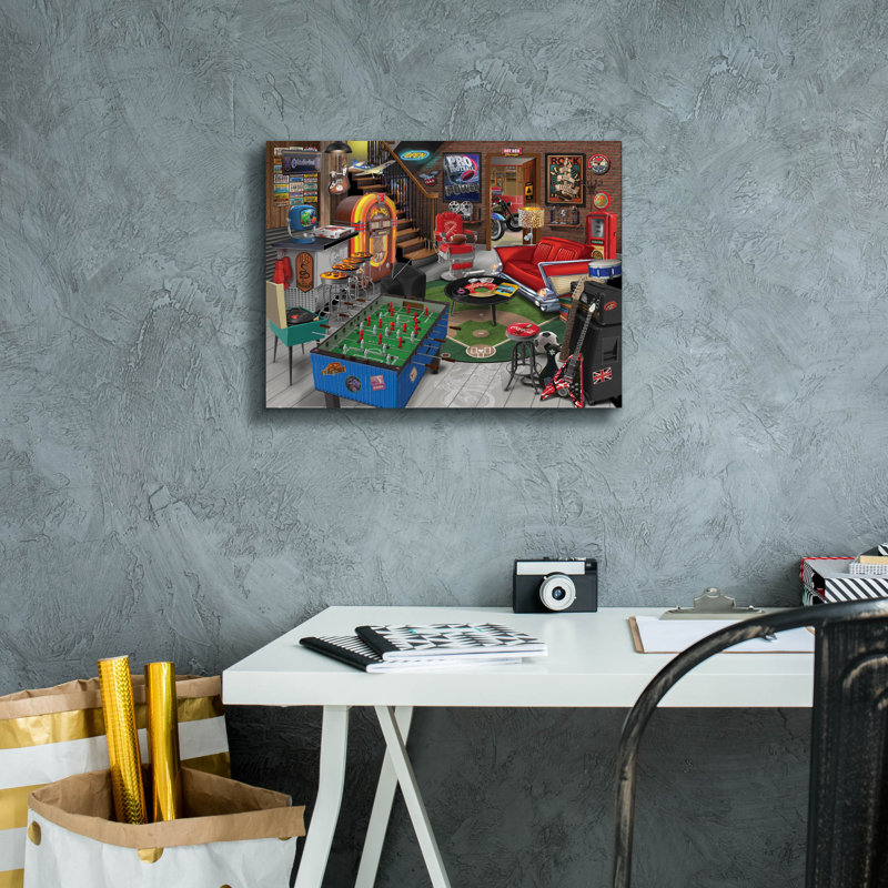 «Retro Man Cave» par Bigelow, illustrations sur toile, H 12 po x l 16 po x P 0,75 po