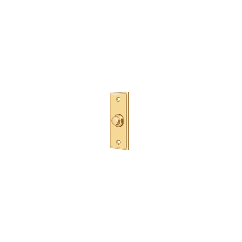 Deltana BBS333CR003 Bell Button, Rectangular Contemporary in PVD Polished Brass, PVD Polished Brass