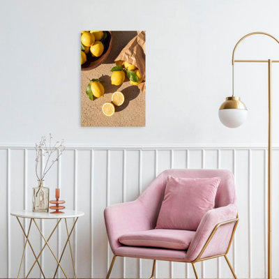 «Fresh Summer Lemons», reproduction d'art rustique abstraite sur bois