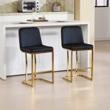Modern Upholstered Counter Height Bar Stool With Metal Frame