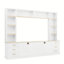 Meuble télé mural de style ferme 4 pièces avec étagères réglables, meuble télé de style milieu du siècle avec bibliothèque pour téléviseurs jusqu'à 70 pouces, console multimédia élégante avec 6 tiroirs pour salon-771089353