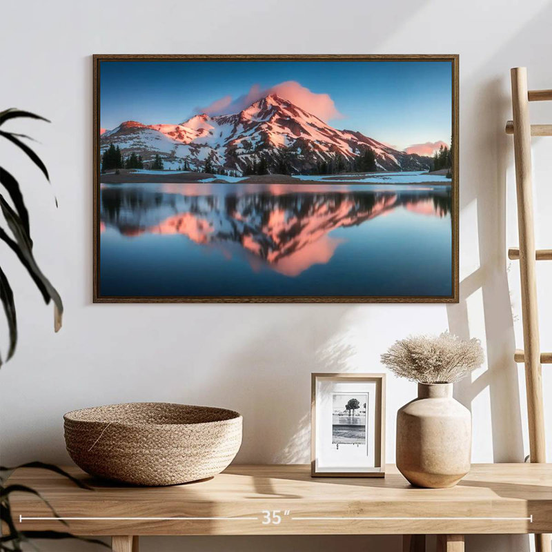 South Sister Mountains, 25 po x 17 po, Cadre flottant noyer