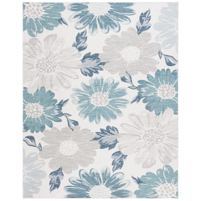 Tapis d'intérieur / extérieur à motif floral Madiyah Sunrise Performance, Rectangulaire 8 pi x 10 pi