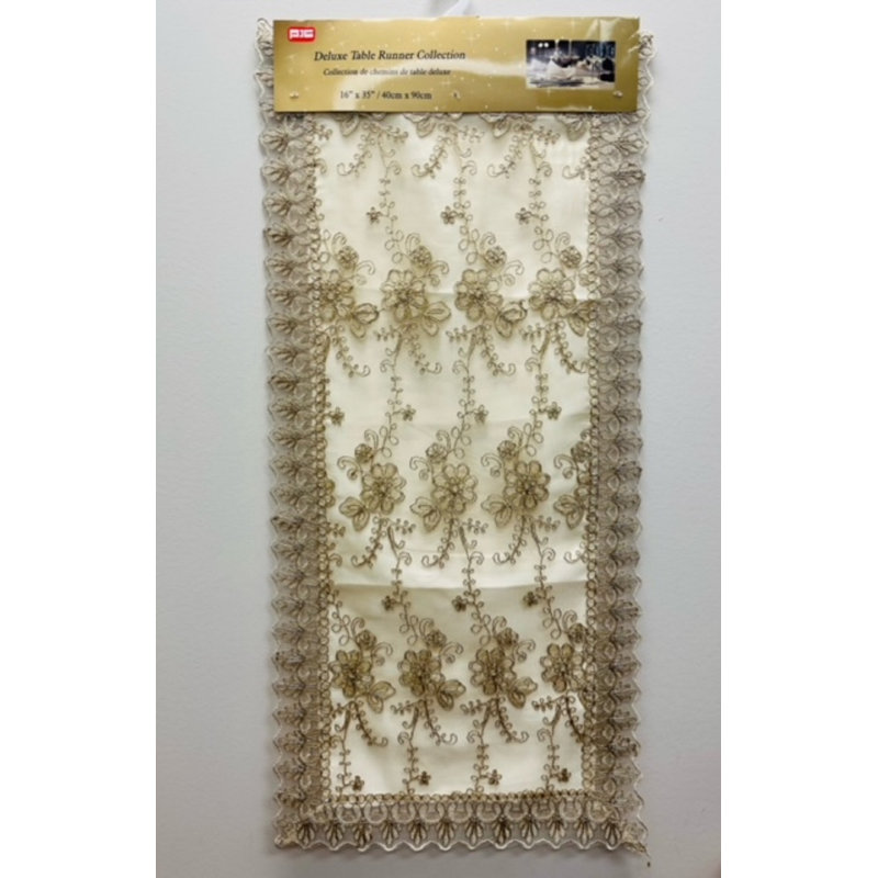 Tapis de couloir Emb (16 x 72 po) - blanc / argent métallique, 35 po x 16 po, Or