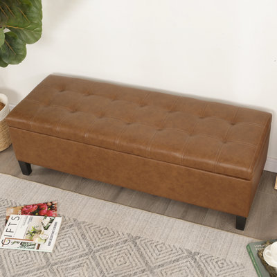 Loggins Faux Leather Storage Bench