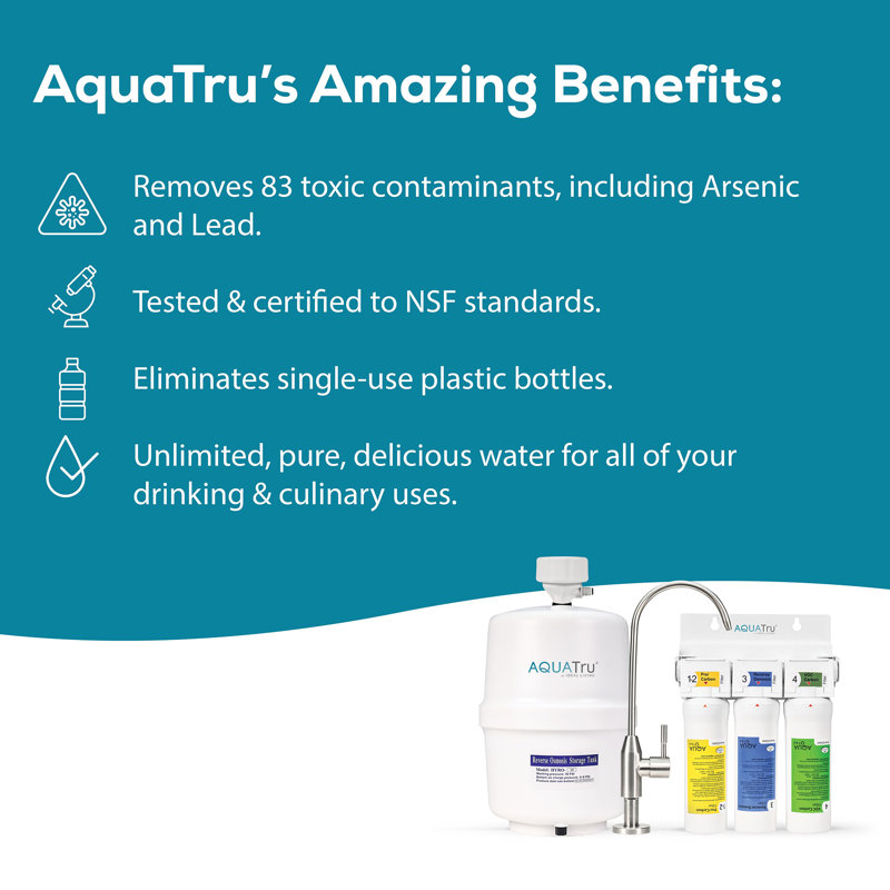 AquaTru Under Sink Reverse Osmosis Water Filter System with Alkaline pH+ Filter | Certified to Remove Lead, Chlorine, Fluoride, PFAs and More for Pure Great-Tasting Water