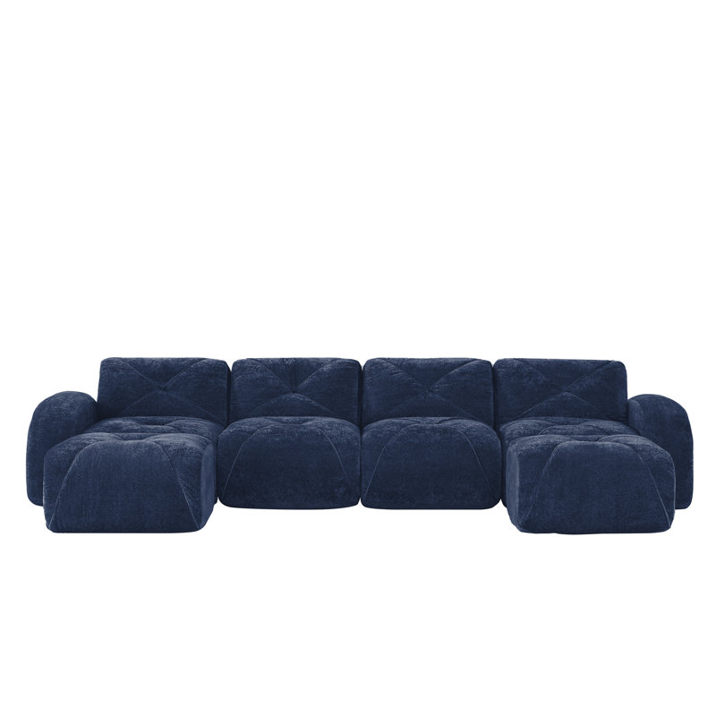 U-Shaped Boneless Sofa,Tufted Design,32D High Density Sponge Bottom,Anti-Slip Design,No Assembly Required,Free Combination,Movable Ottomans For Living Rooms,Home Theate