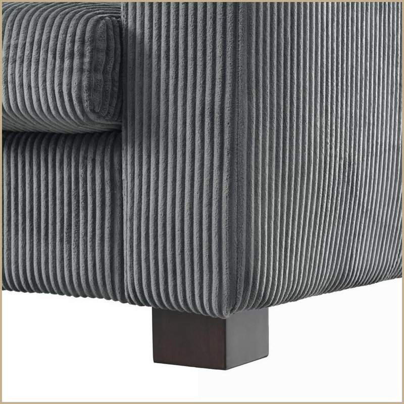 Canapé gris à 3 places en tissu - minimaliste moderne pour petits espaces | Tissu | Bois massif | Gris, Gris