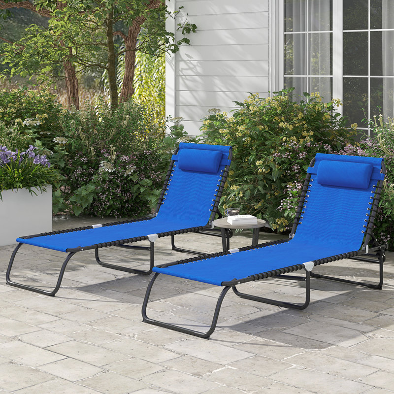 Méridienne portable - 4 chaises réglables, respirantes et pliantes bleues
