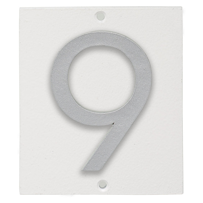 Plaque d’adresse murale sur 1 ligne flottante, Blanc, Argent, Oui
