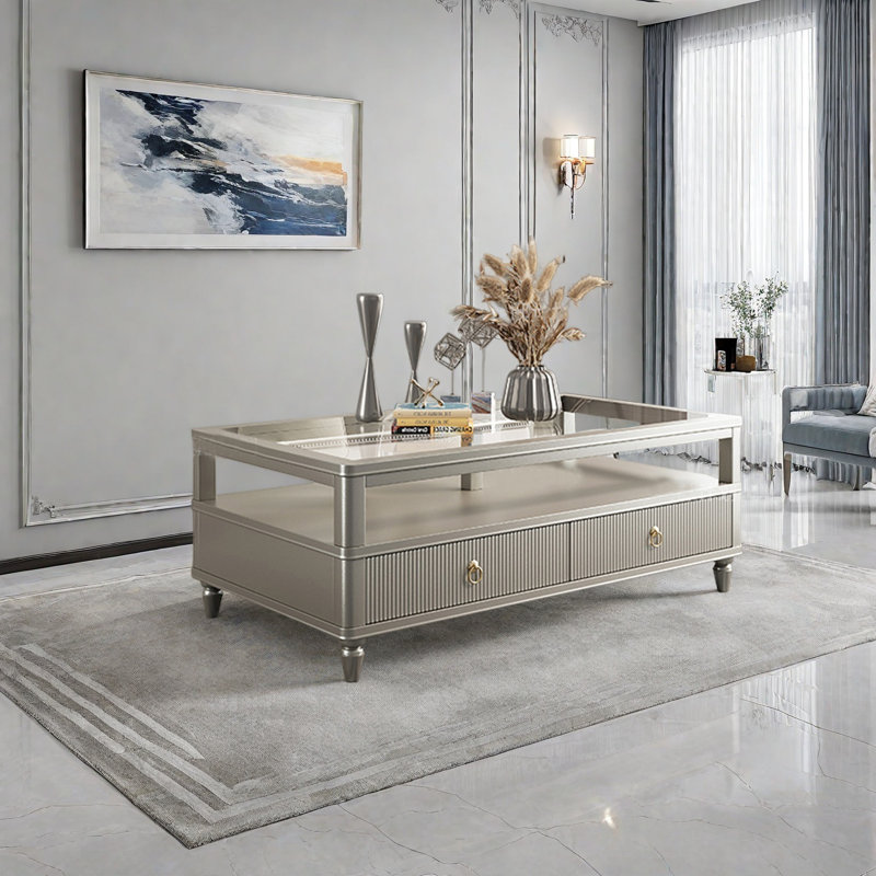 Table basse de style italien avec rangement, H 18,9 po x L 43,3 po x l 27,6 po