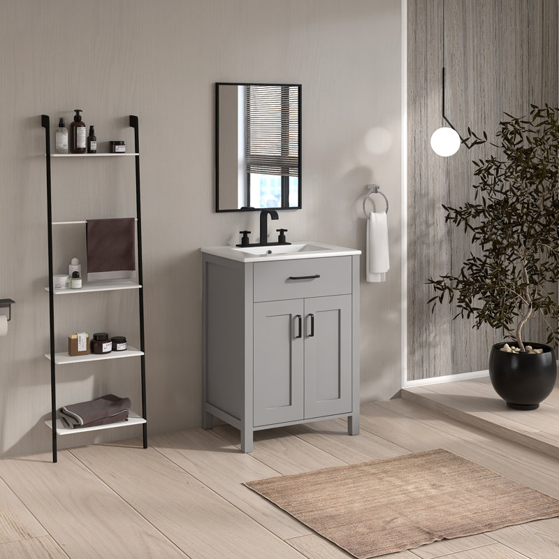 Meuble-lavabo simple 24,2 po avec comptoir en céramique