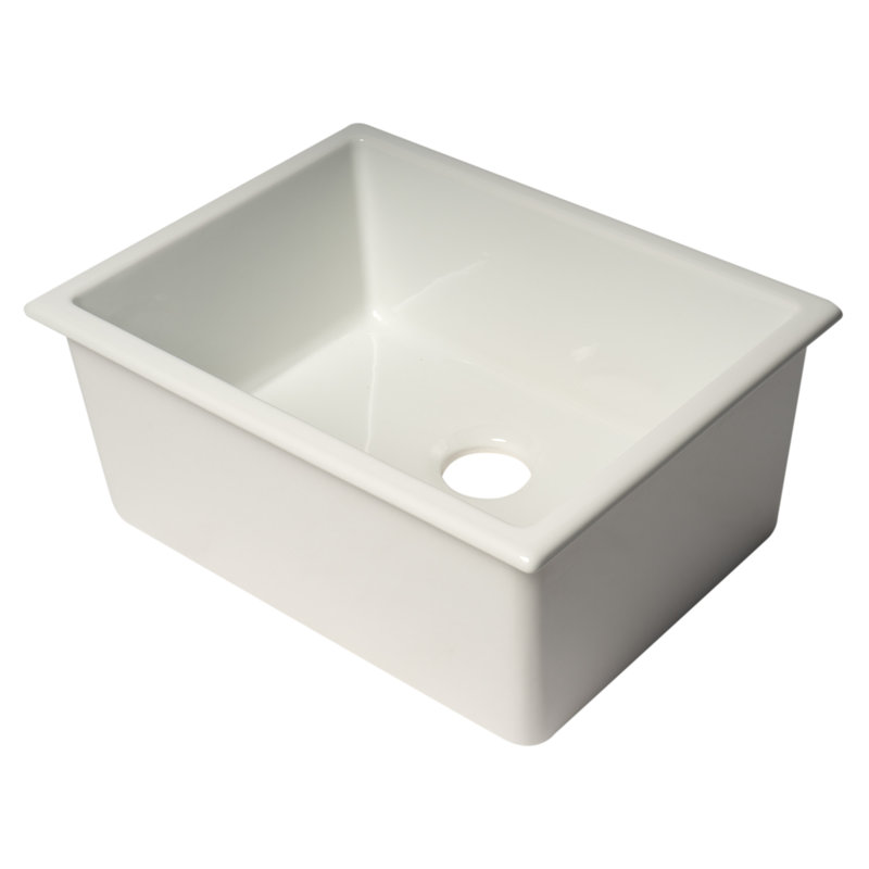 24'' White Fireclay Drop-In Single Bowl Kitchen Sink