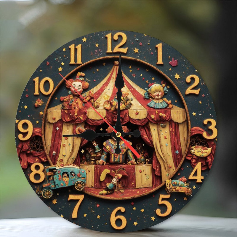Horloge avec clowns de cirque