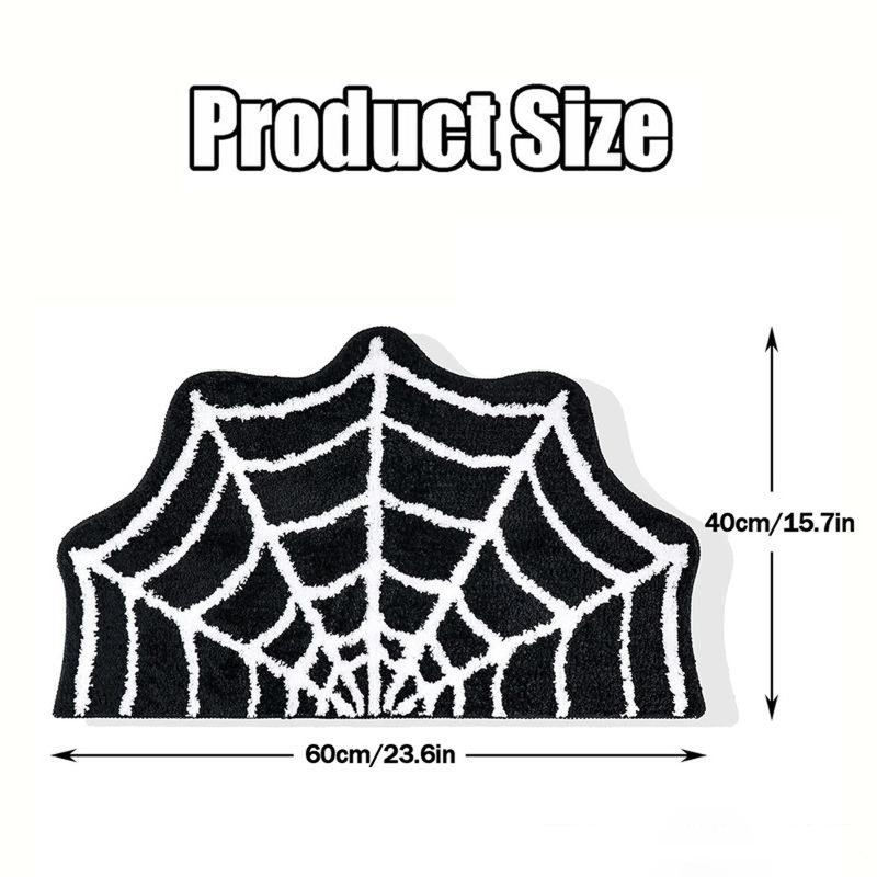 Tapis de porte en toile d'araignée pour l'Halloween, antidérapant, absorbant et doux au toucher, idéal pour l'entrée, la salle de bain, la cuisine, l'intérieur et l'extérieur. Décoration d'Halloween