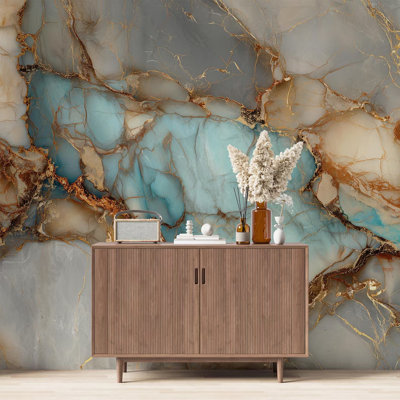 Fusion de marbre turquoise et or