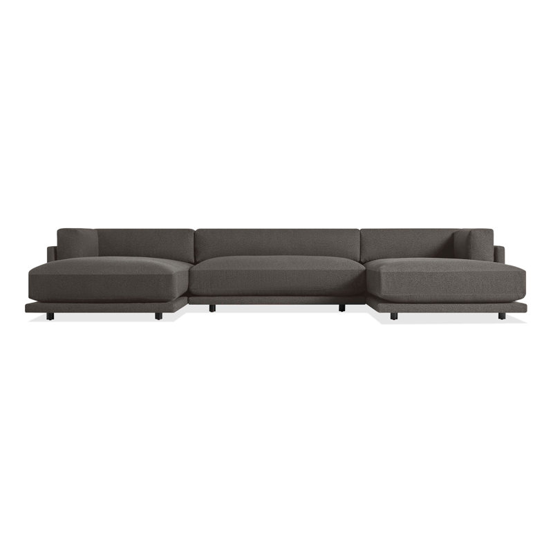 Sunday Upholstered U-Shaped Sectional Symmetrical, Agnew Gray Textured Basketweave