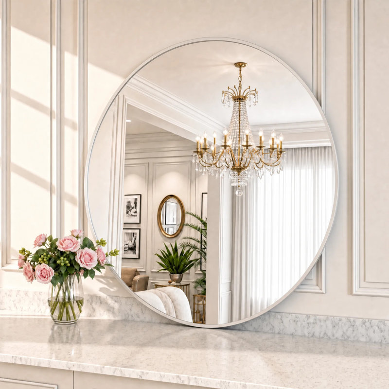 Miroir de salle de bain Lunara, 24 po x 24 po, Argent argent