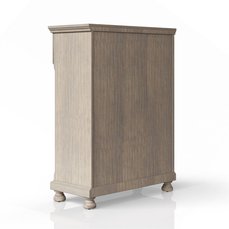 Commode 5 tiroirs en bois gris antique