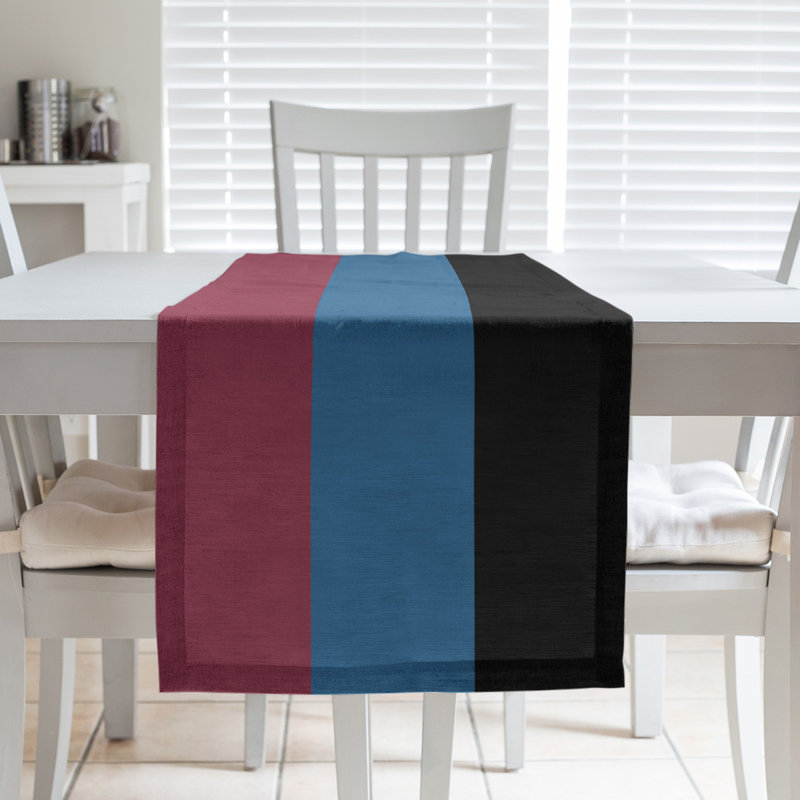 Chemin de table Boston, 90 po x 16 po, Polyester, Burgundy/Blue/Black