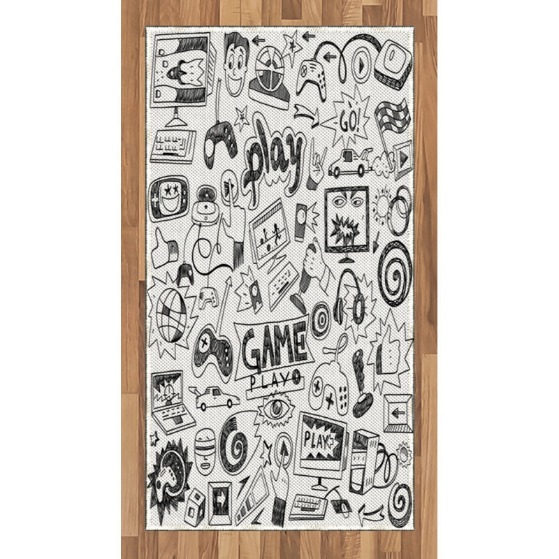 Video Games High Density Long Fiber Poly Threads Decorative Area Rug Carpet, Rectangle 2'7" x 5'