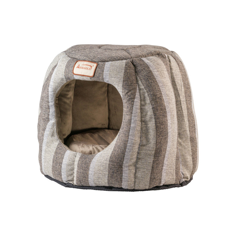 Small Gray and Silver Plush Cat Cave Bed