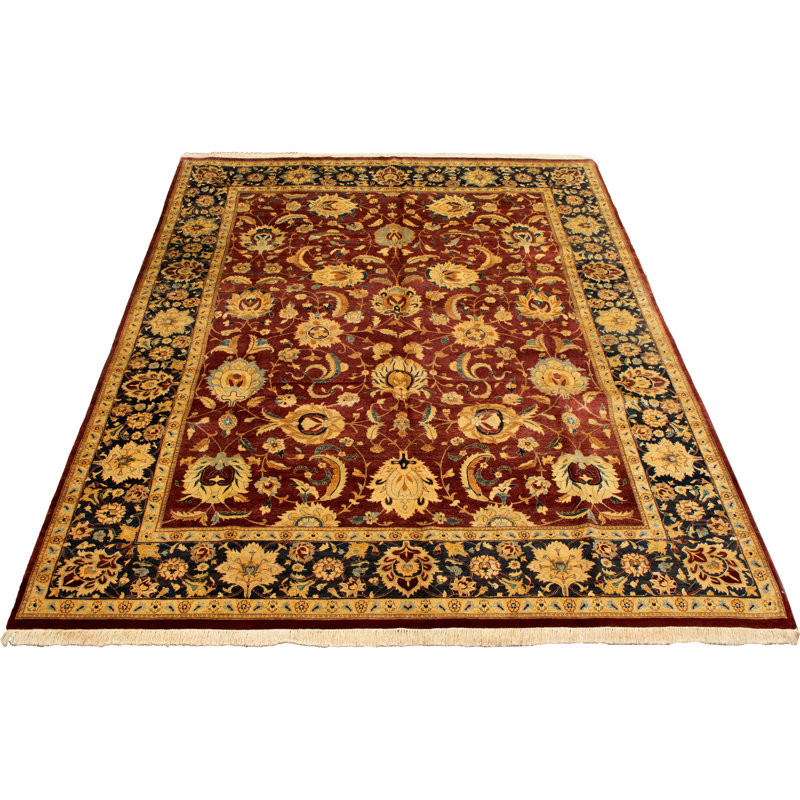 Tapis décoratif en laine de conception unique noué à la main New Age Pakh rouge foncé 9 pi x 12 pi