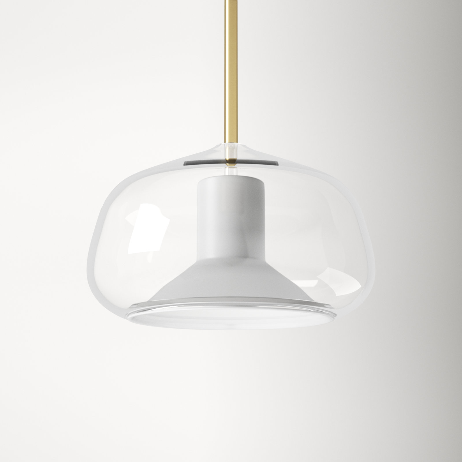Ryia Single Light Glass Dimmable Pendant, Satin Brass, Clear