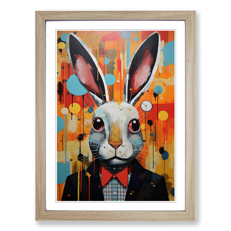 XYZ-FRM-V1223-5332 Rabbit Constructivism No.2 - Single Picture Frame Print on Wood, Oak, 34cm H x 25cm W x 2cm D