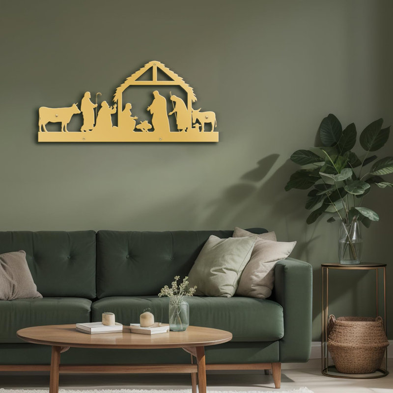 Décoration murale en métal, Or, H 8 po x l 24 po x P 0,05 po