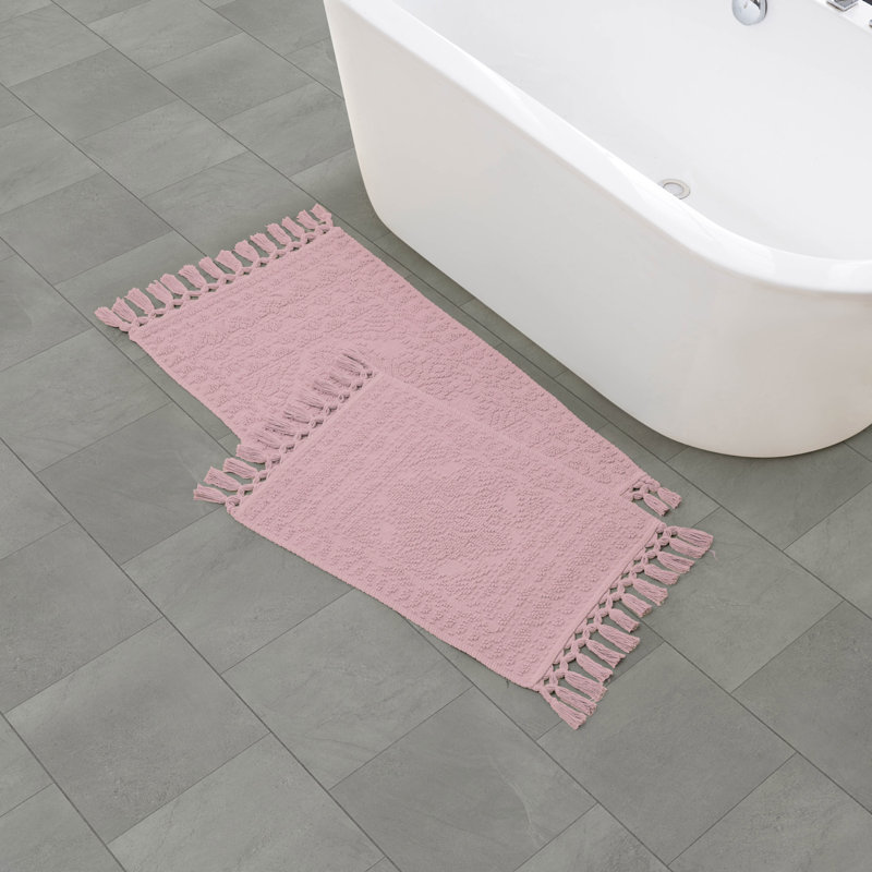 French Connection Dekker 100% Cotton Bath Rug Set, Lilac Pink