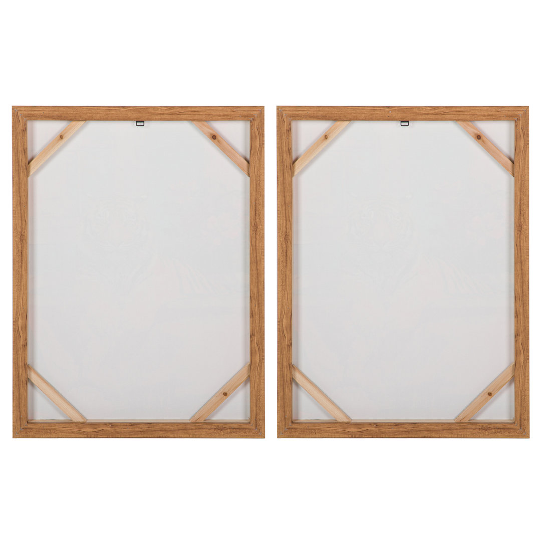 LEAVES 80% HAND PAINTED SET 2 CANVAS 60x4x80 CM - 2 Piece Floater Frame Print Set on Canvas