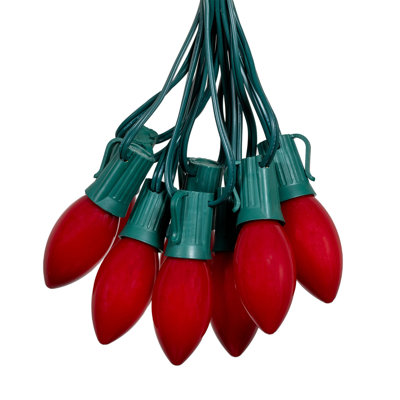 25 Feet LED C9 String Lights, 25 Bulbs with 12 Inch Spacing on Green Wire, Connect Up To 43 Strings Together, Shatterproof and Weather Resistant Removable Bulbs