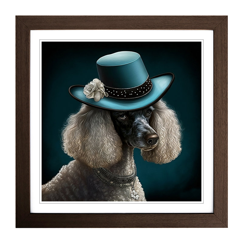 Poodle Dog Art Deco - Framed Print, Walnut