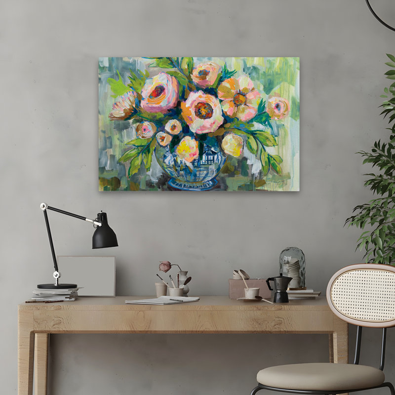 Blue And Blush Midsummer Art, 16" H x 24" W