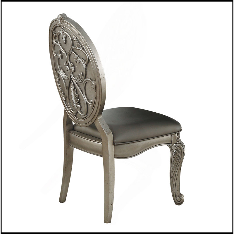 Ensemble de 2 chaises d'appoint grises et argentées capitonnées