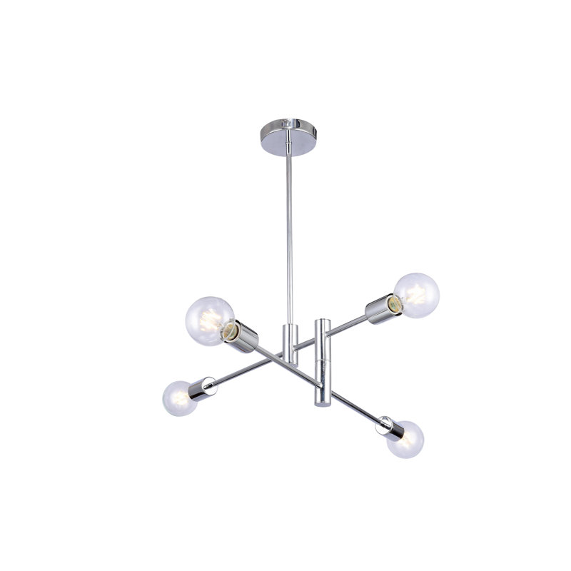 Finchley 4 - Light Sputnik Modern Linear Chandelier, Chrome