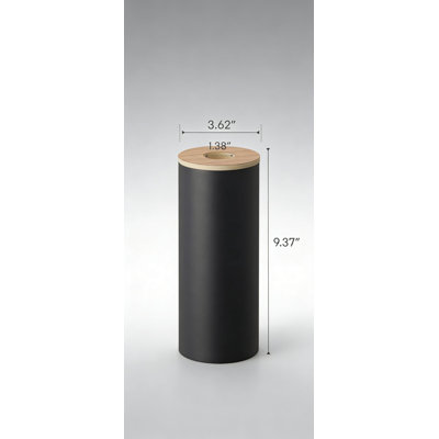 Reusable Tissue Holder Case With Wooden Lid - Slim Cylindrical Metal Tissue Box Cover For Home And Office Organization
