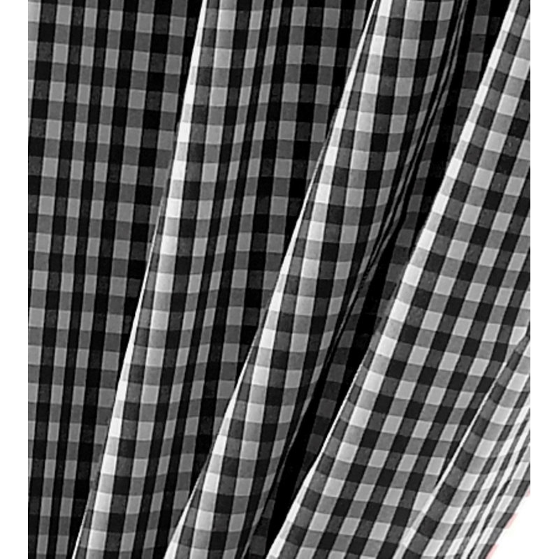 Rosas Classic Gingham Kitchen Curtains, 117cm W x 137cm L, Black