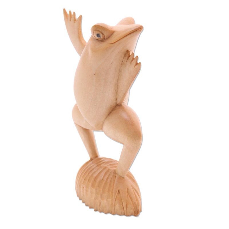 Statuette grenouille et bois