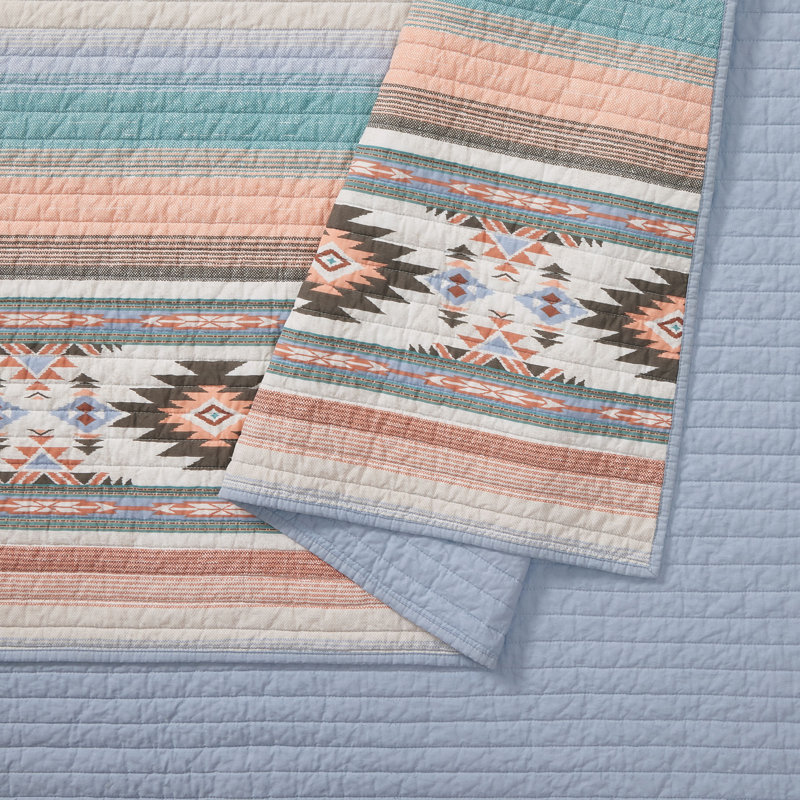 Sunset Canyon Cotton Reversible Rustic Quilt Set, King Quilt + 2 King Shams
