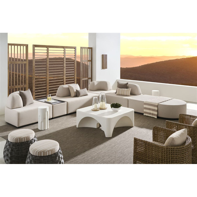 Hanley Outdoor Ottoman, SB-Cove Pebble Sunbrella®