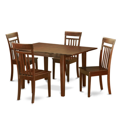 5 Piece Dinette Set for 4 Includes a Rectangle Dining Table with Butterfly Leaf and 4 Dining Room Chairs, Mahogany